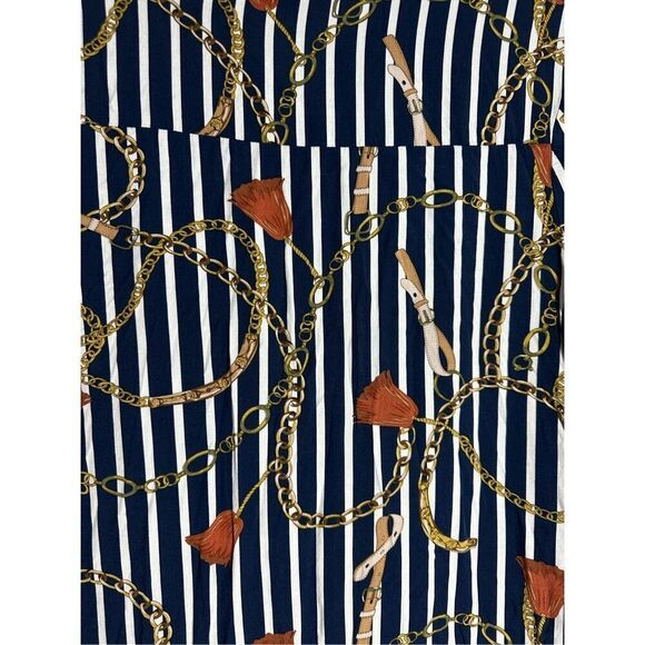 Marquis Women’s Blouse Size S Blue Brown Chain Pattern Button Down Long Sleeve - Picture 5 of 14